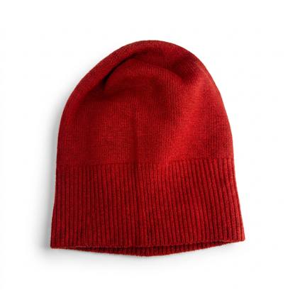 Beanie teils gerippt - Rot