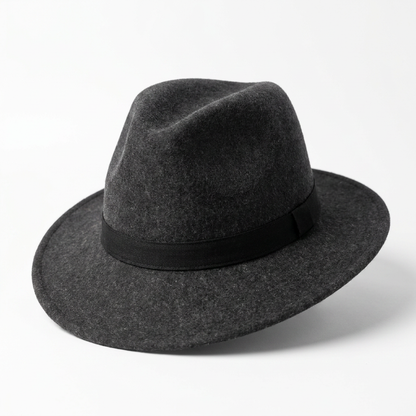 Herren Wollfilzhut Traveller Style breit - Anthrazit meliert