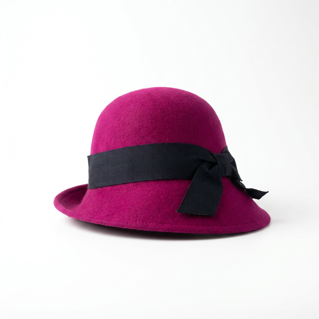 Damen Wollfilzhut Cloche Pink Rückansicht