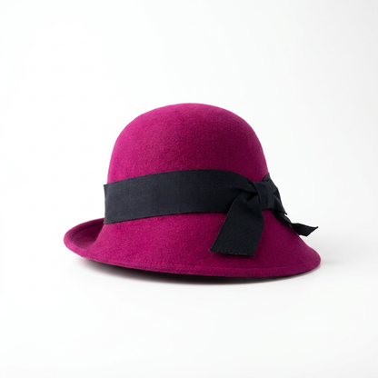Damen Wollfilzhut Cloche Pink Rückansicht
