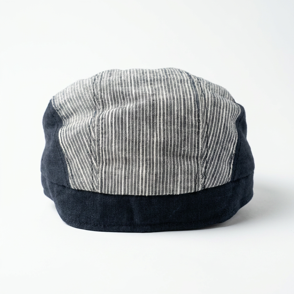 Flatcap in Navy aus Leinen - Rückansicht