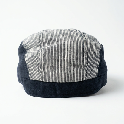 Flatcap in Navy aus Leinen - Rückansicht