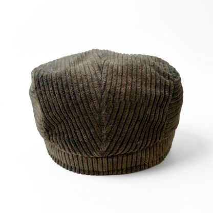 Rückansicht der Flatcap aus Cord in Oliv