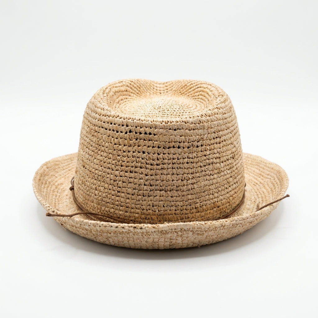 Trilby aus Raffia in Natur, Rückansicht