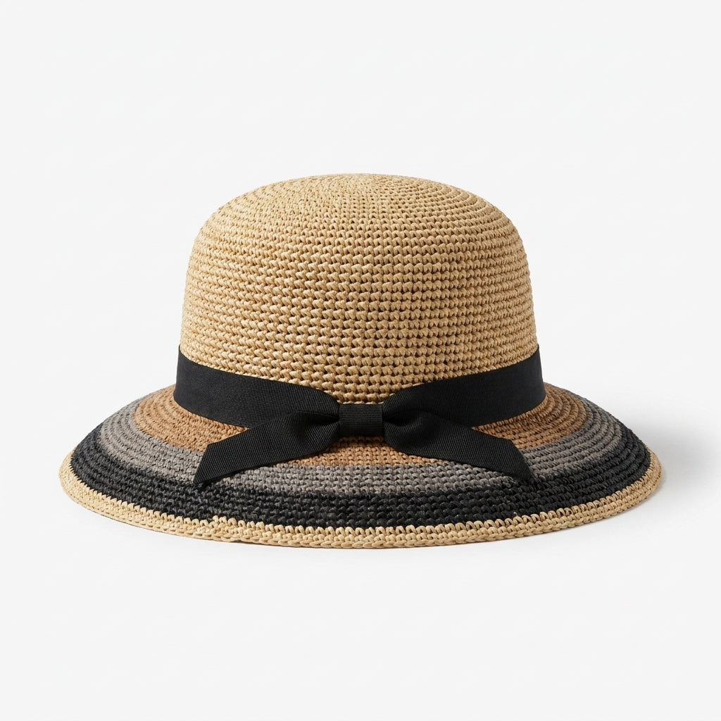 Cloche in Raffia Rückansicht