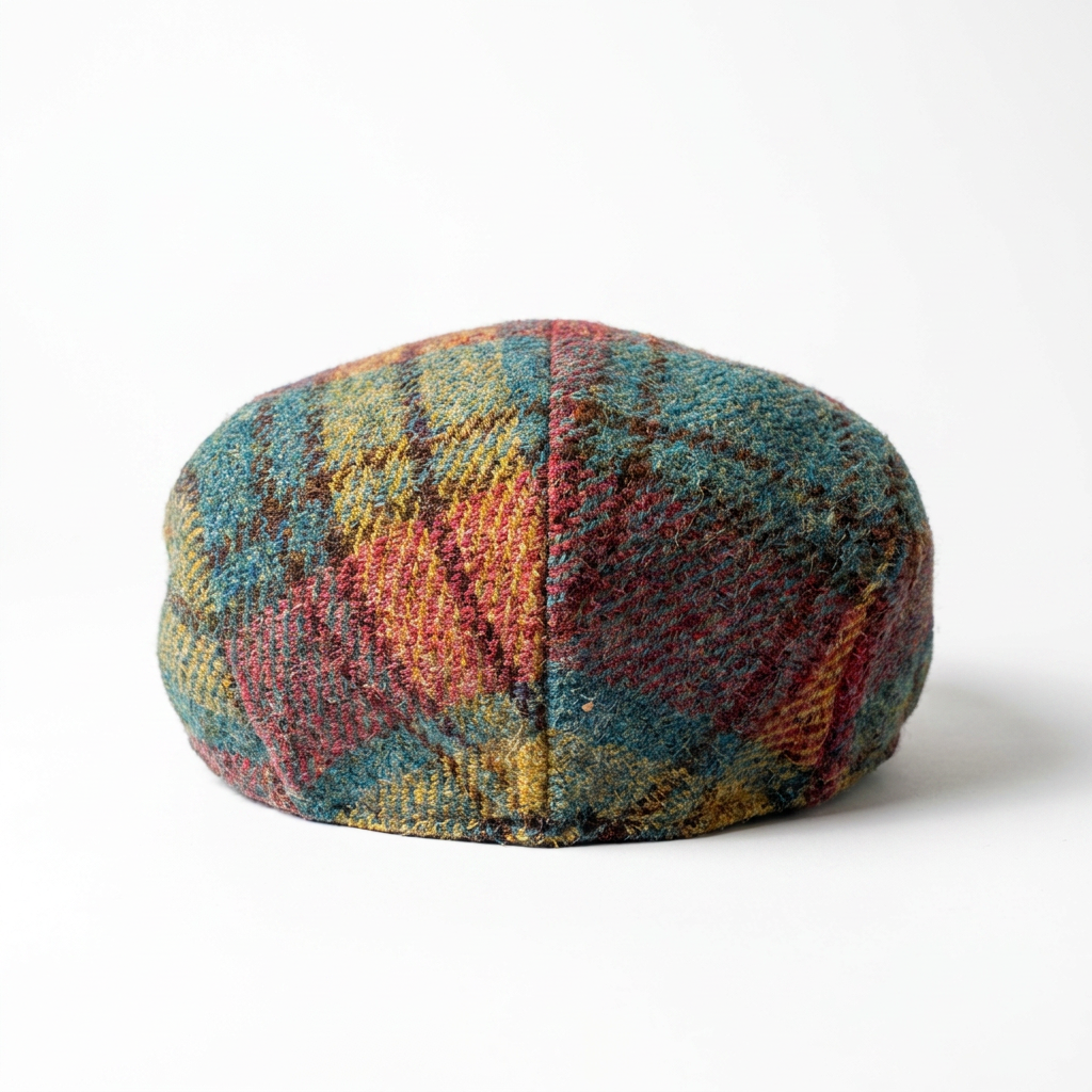 Schiebermütze Schurwolle Patchwork Rückansicht