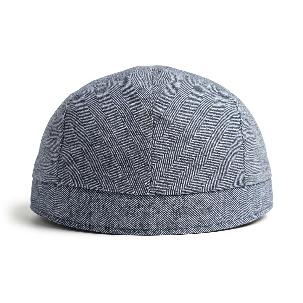 Rückansicht der Flatcap in Anthrazit meliert