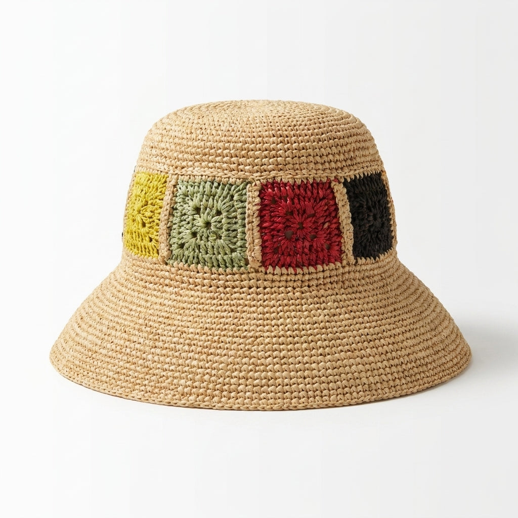 Cloche in Raffia in der Farbe Natur - Rückansicht