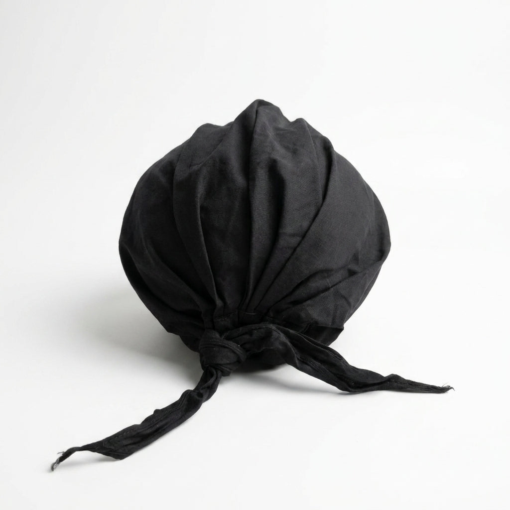 Stroh-Visor mit Stoff in Schwarz, Rückansicht
