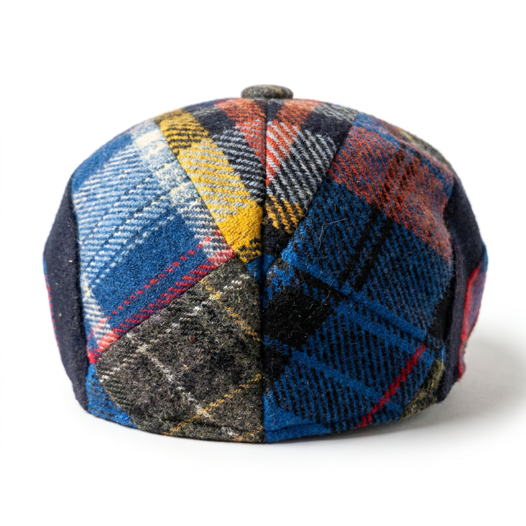 Schiebermütze Schurwolle Patchwork Rückansicht