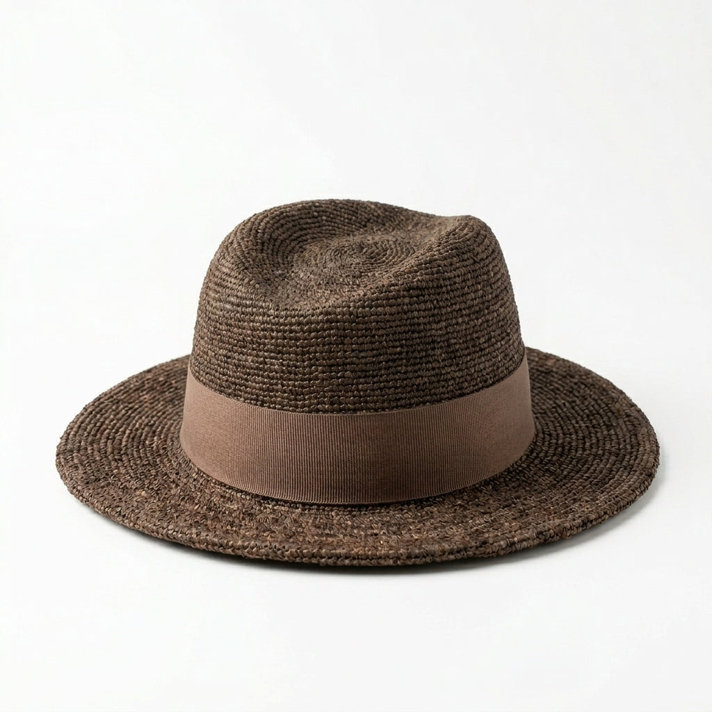 Rückansicht des Raffia-Hutes
