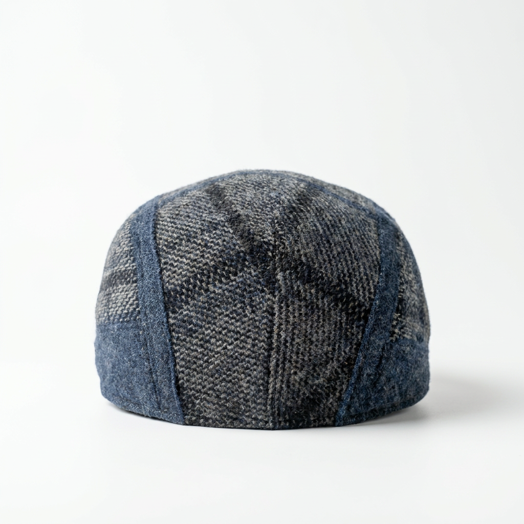 Rückansicht der Schiebermütze Schurwolle Patchwork