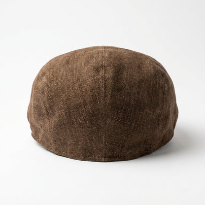 Braune Flatcap aus Leinen - Rückansicht
