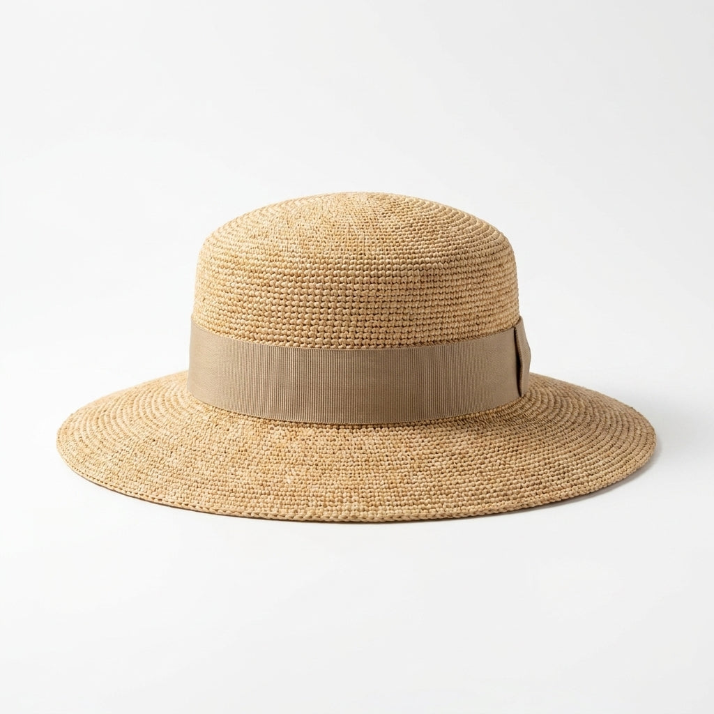 Raffia Strohhut in Natur Vorderansicht
