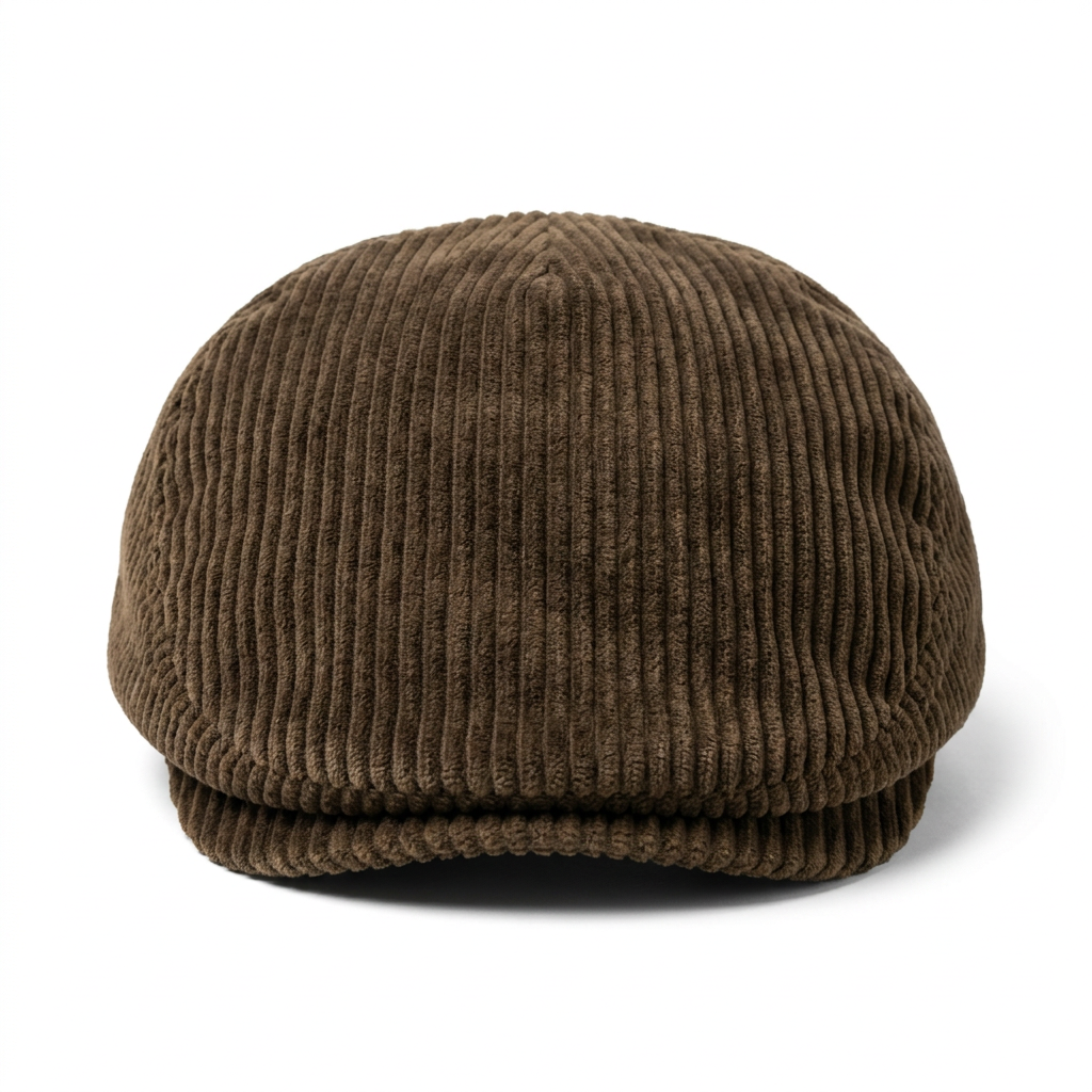 Vorderansicht der Flatcap aus Cord in Oliv