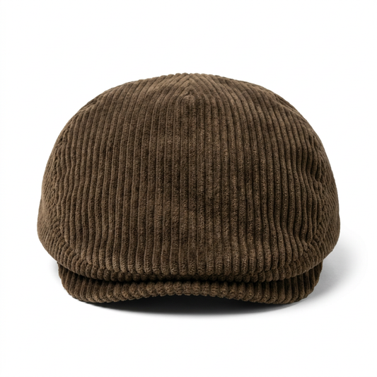 Vorderansicht der Flatcap aus Cord in Oliv