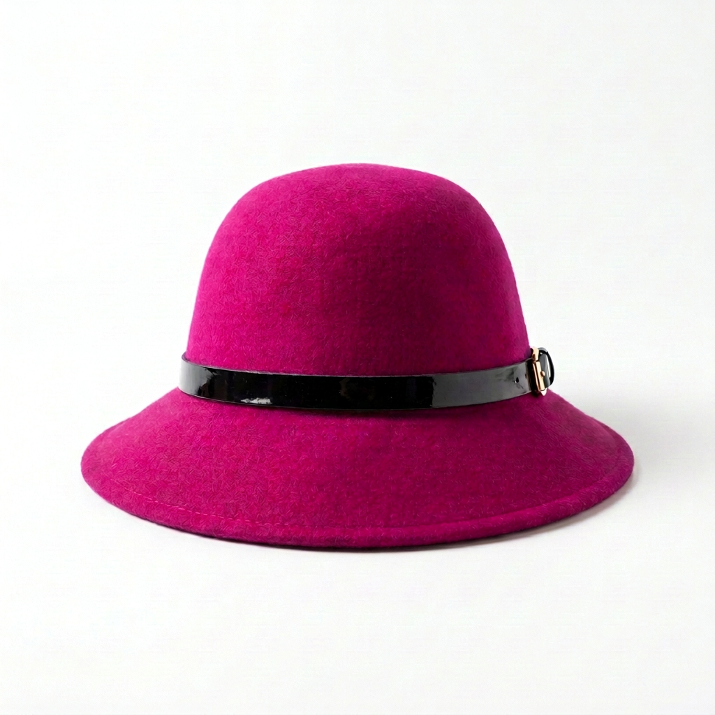 Damen Wollfilzhut Cloche Pink Vorderansicht