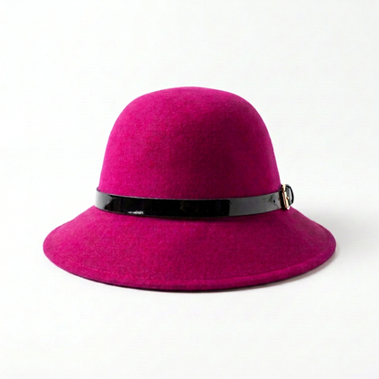 Damen Wollfilzhut Cloche Pink Vorderansicht