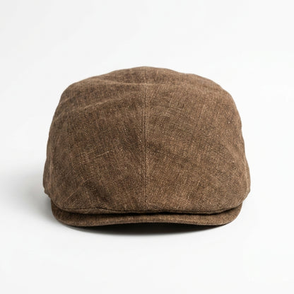 Braune Flatcap aus Leinen - Vorderansicht