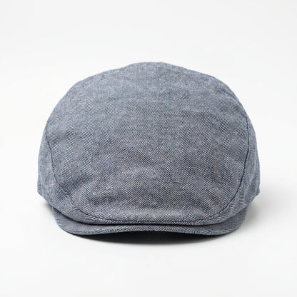 Vorderansicht der Flatcap in Anthrazit meliert mit Fischgrätenoptik