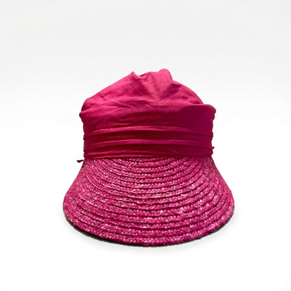 Stroh-Visor mit Stoff Rot - Vorderansicht