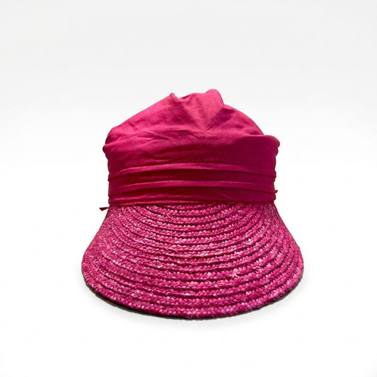 Stroh-Visor mit Stoff Rot - Vorderansicht