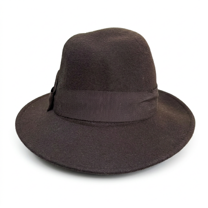 Brauner Wollfilzhut für Damen - Vorderansicht