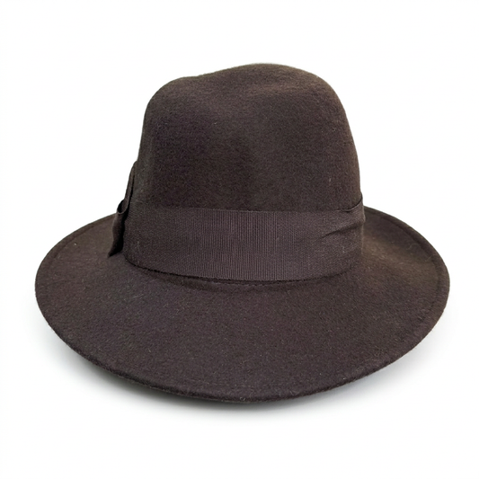 Brauner Wollfilzhut für Damen - Vorderansicht