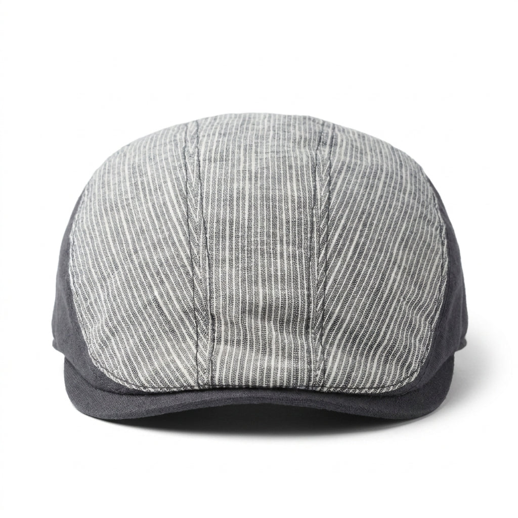 Flatcap in Navy aus Leinen - Vorderansicht
