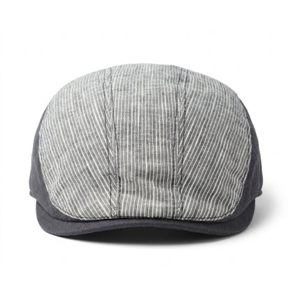 Flatcap in Navy aus Leinen - Vorderansicht