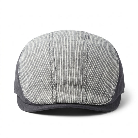Flatcap in Navy aus Leinen - Vorderansicht