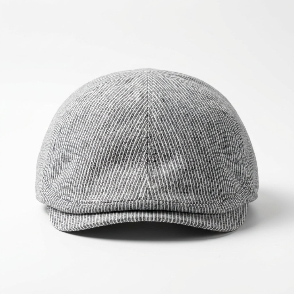 Vorderansicht der Flat Cap Bicolor in Blau und Weiß