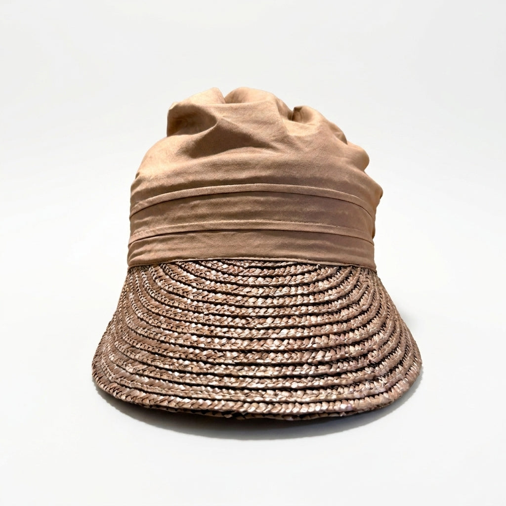 Stroh-Visor mit Stoff in Macchiato, Vorderansicht