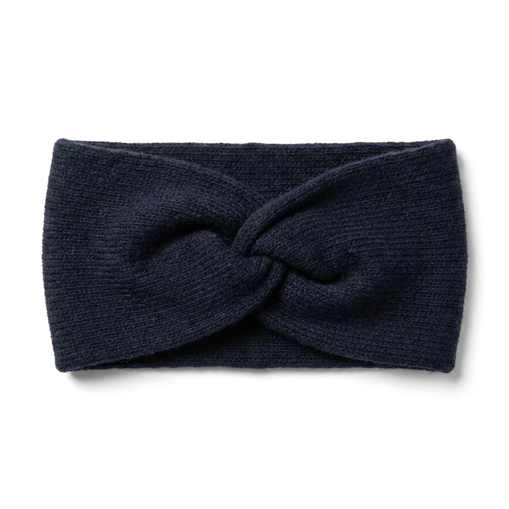 Stirnband Merino / Cashmere in Navy Vorderansicht