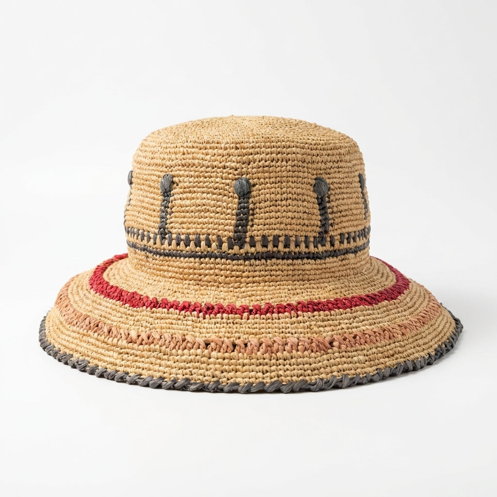 Flapper Sonnenhut aus Raffiabast in Natur Vorderansicht