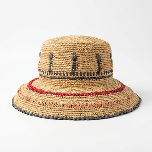 Flapper Sonnenhut aus Raffiabast in Natur Vorderansicht
