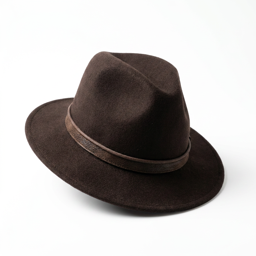 Herren Wollfilzhut Traveller Style breit in Braun Vorderansicht