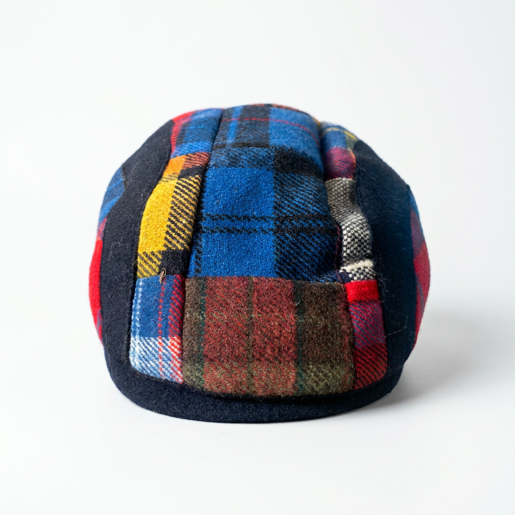 Schiebermütze Schurwolle Patchwork Vorderansicht