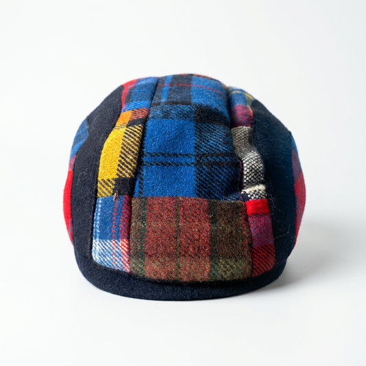 Schiebermütze Schurwolle Patchwork Vorderansicht