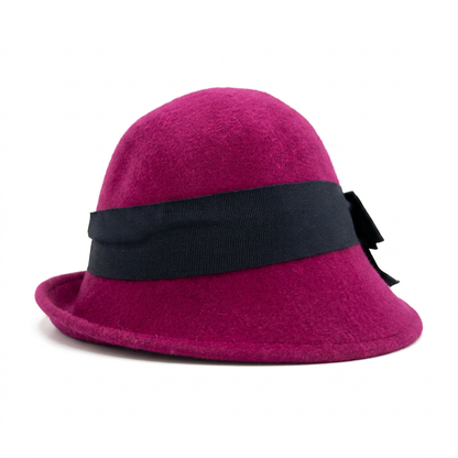 Damen Wollfilzhut Cloche Pink Vorderansicht