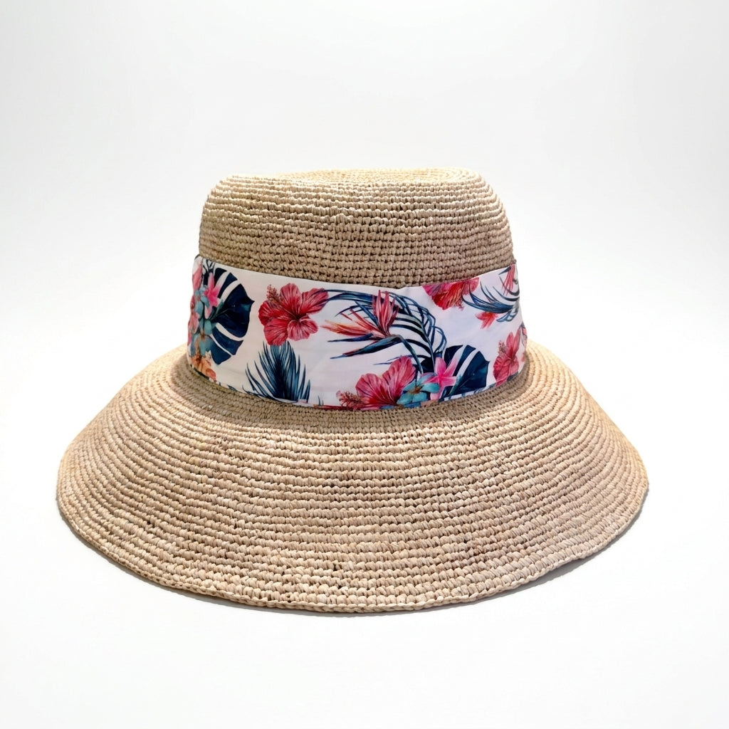 Raffia Glocke Sommerhut in Natur, Vorderansicht