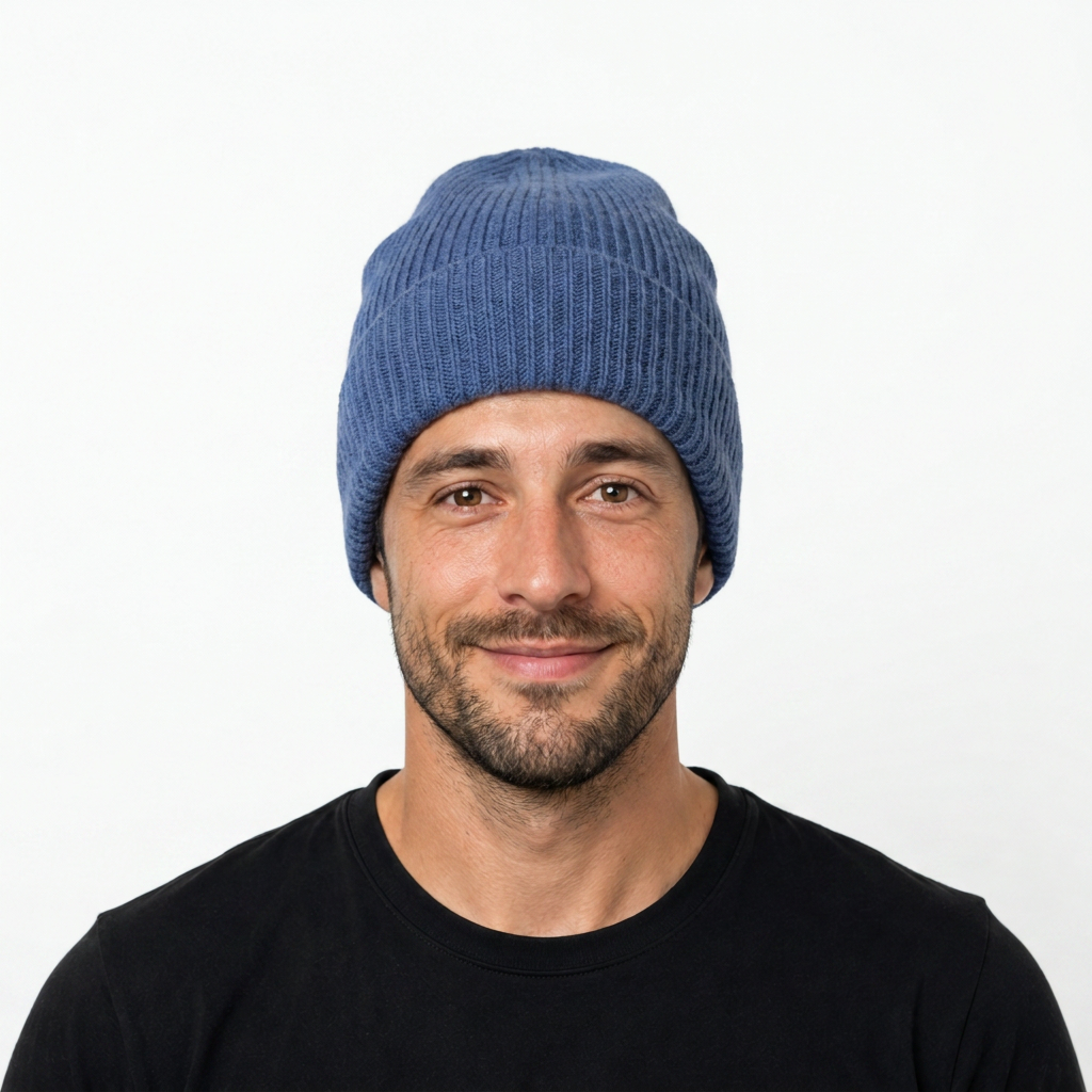 Beanie teils gerippt - getragen