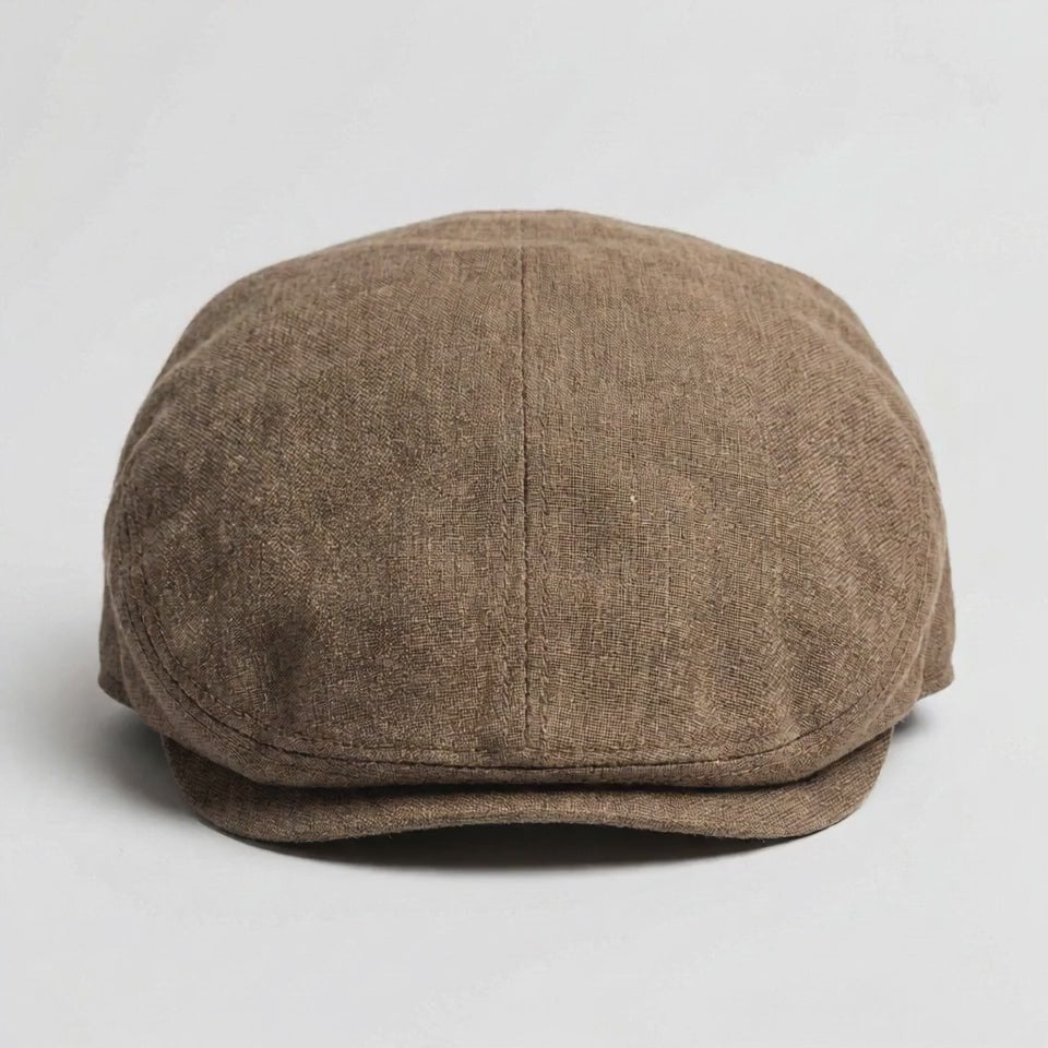 Video der olivgrünen Flatcap aus Leinen