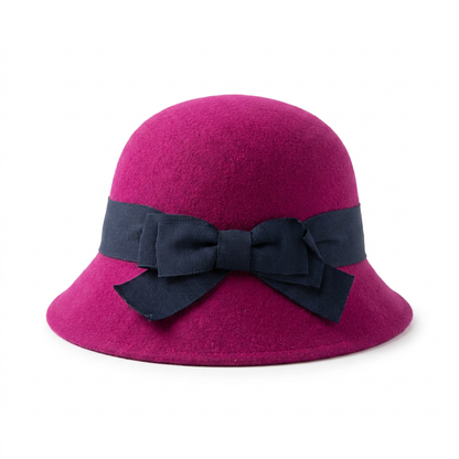 Damen Wollfilzhut Cloche Pink linke Seitenansicht