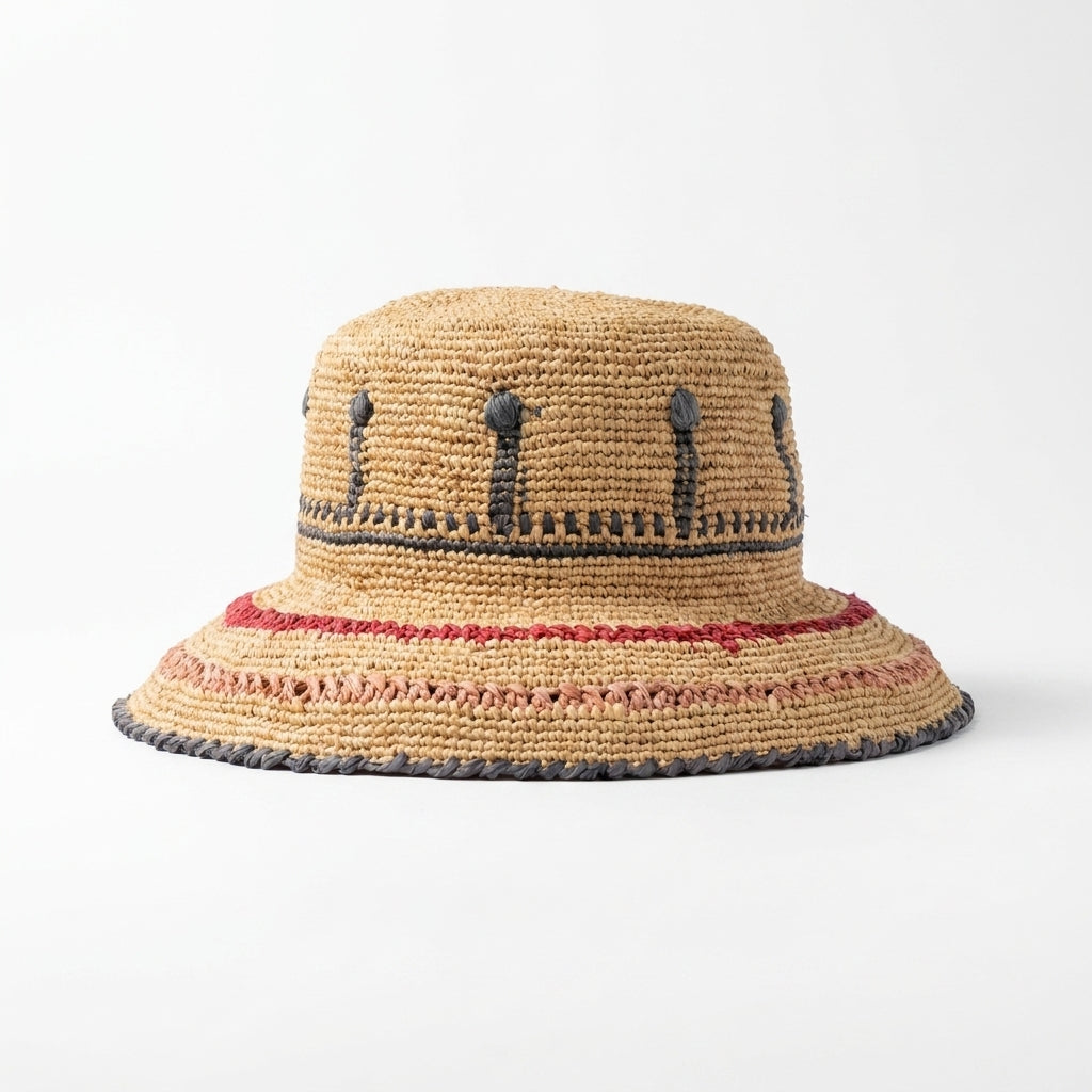 Flapper Sonnenhut aus Raffiabast in Natur linke Seitenansicht