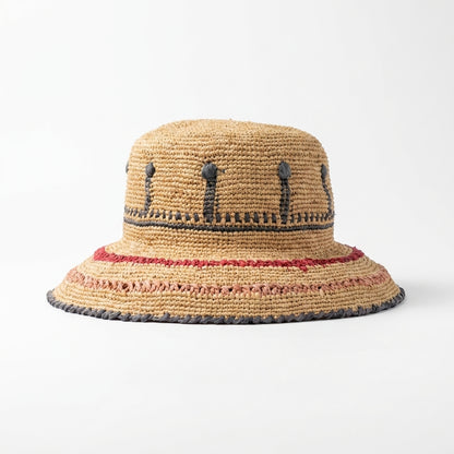 Flapper Sonnenhut aus Raffiabast in Natur linke Seitenansicht