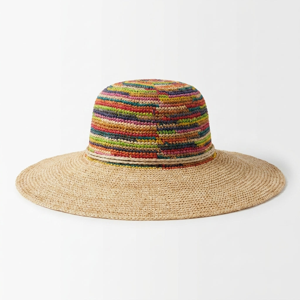 Flapper Strohhut aus Raffiastroh in Natur linke Seitenansicht