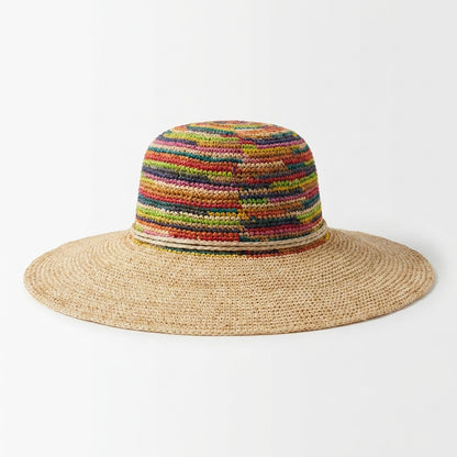 Flapper Strohhut aus Raffiastroh in Natur linke Seitenansicht