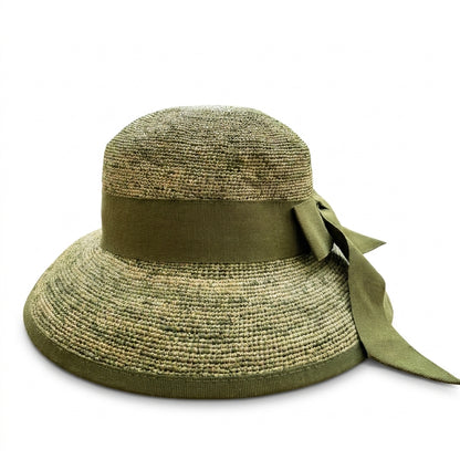 Raffia Glocke in Oliv, linke Seitenansicht