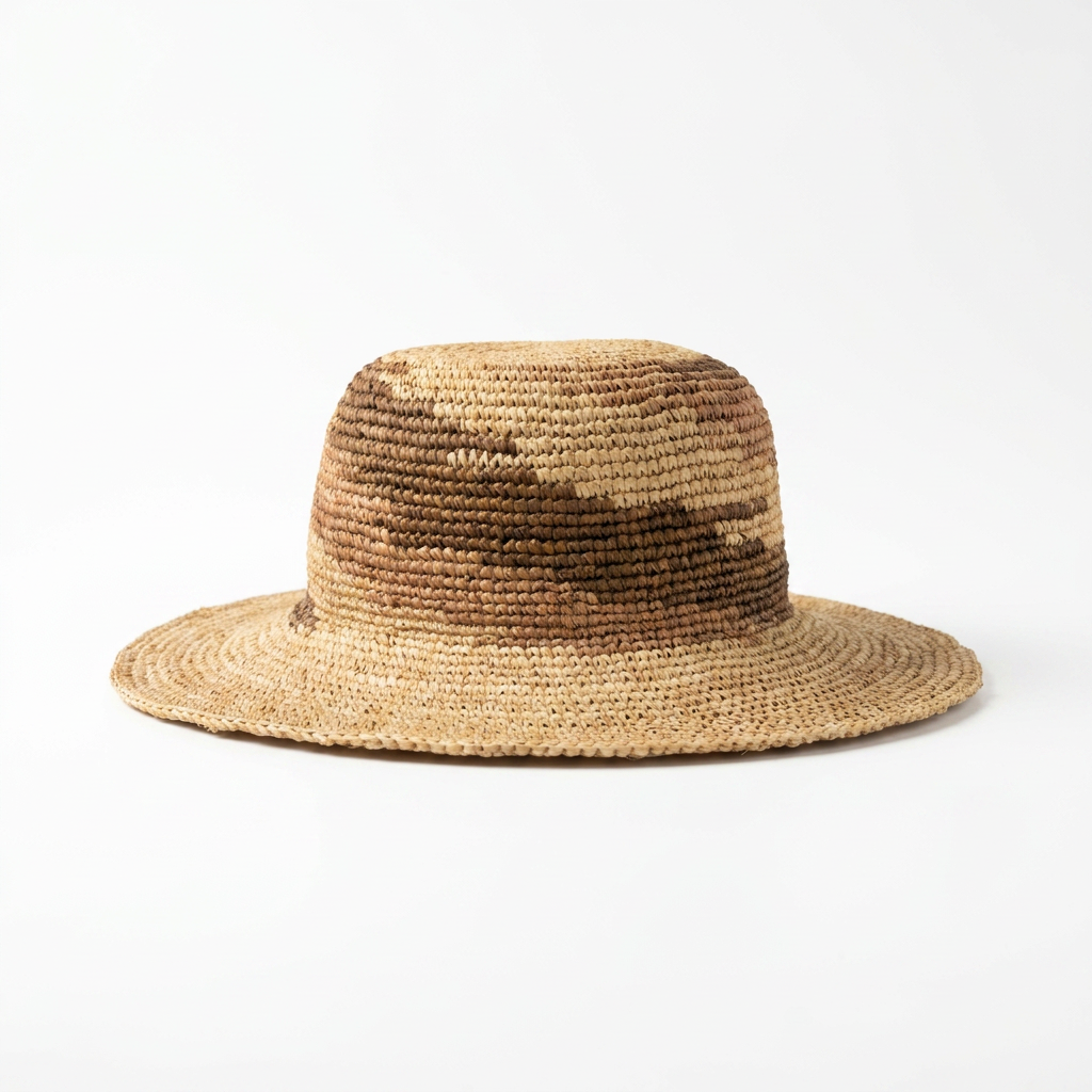 Flapper Strohhut aus Raffiastroh Natur linke Seitenansicht